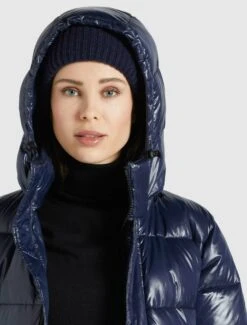 Khujo Wencke ShinyCappotto InvernaleDunkelblau Glänzend Donna Cappotti KH121U0YZ-K11 -Delem ddbcdd27b992405b9919ff58b495a584